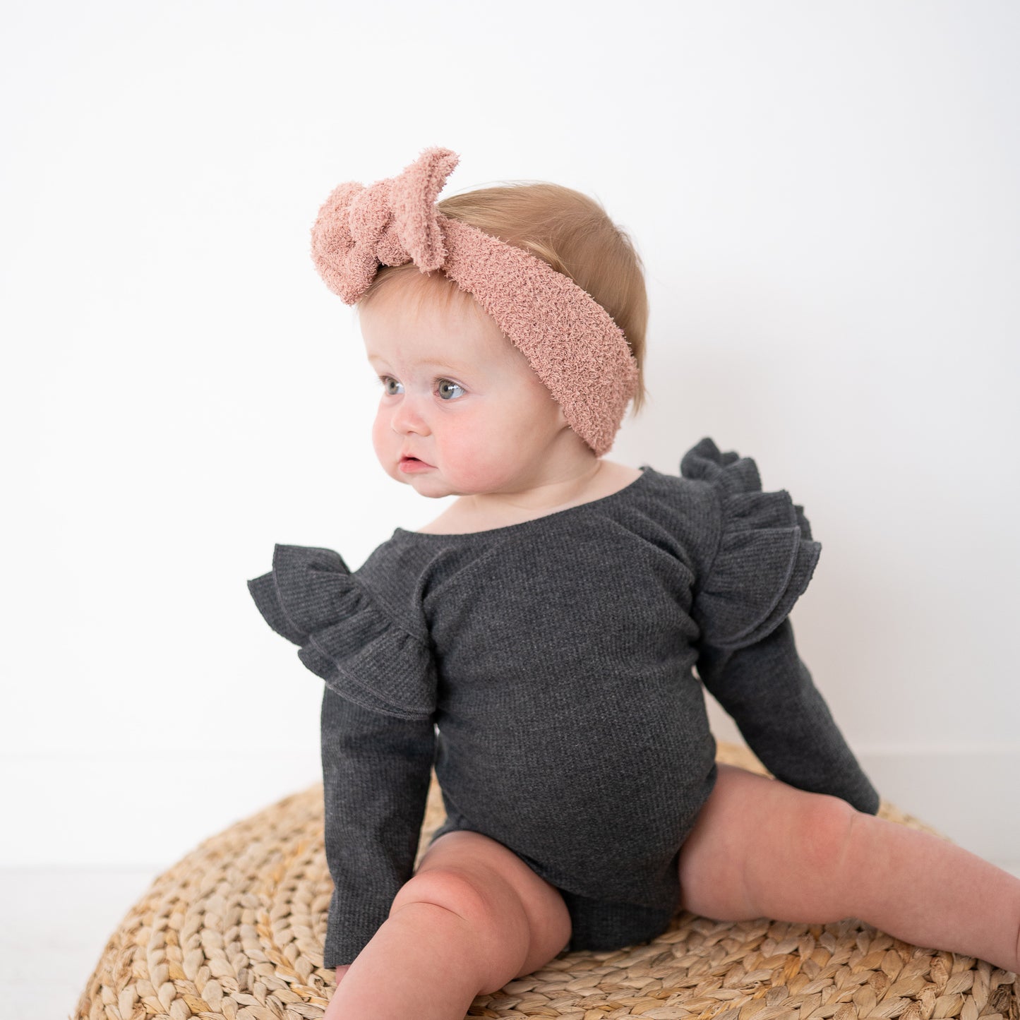 Dusty Rose Teddy Bear Baby Top Knot