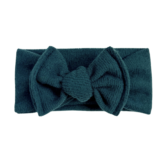 Evergreen Fuzzy Ribbed Top Knot