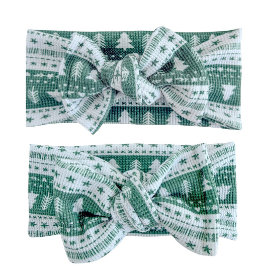 Mistletoe Fair Isle | Green Waffle Baby Headband