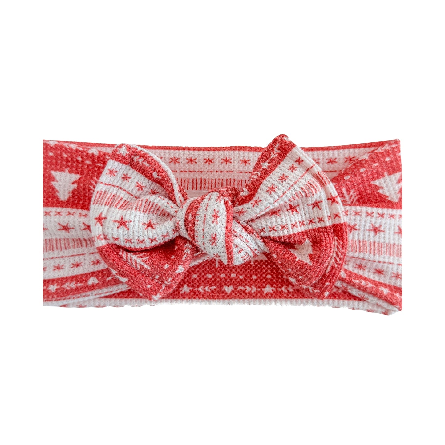 Holly Berry Fair Isle | Red Waffle Baby Headband