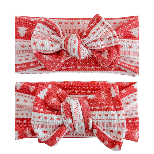 Holly Berry Fair Isle | Red Waffle Baby Headband