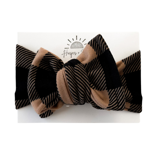 Brown & Black Checker | Brushed Oversized Bow