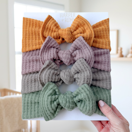 Fall Essentials | Soft Honeycomb Baby Bow Bundle