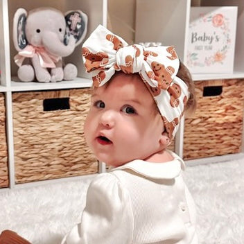 Gingerbread Joy | Holiday Cotton Baby Headband (Large Print)