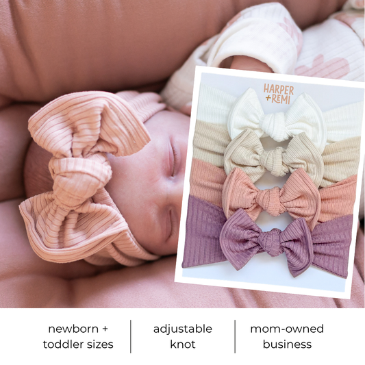 Girly Girl Essentials (Pink + Purple) | Ribbed Baby Bow Bundle