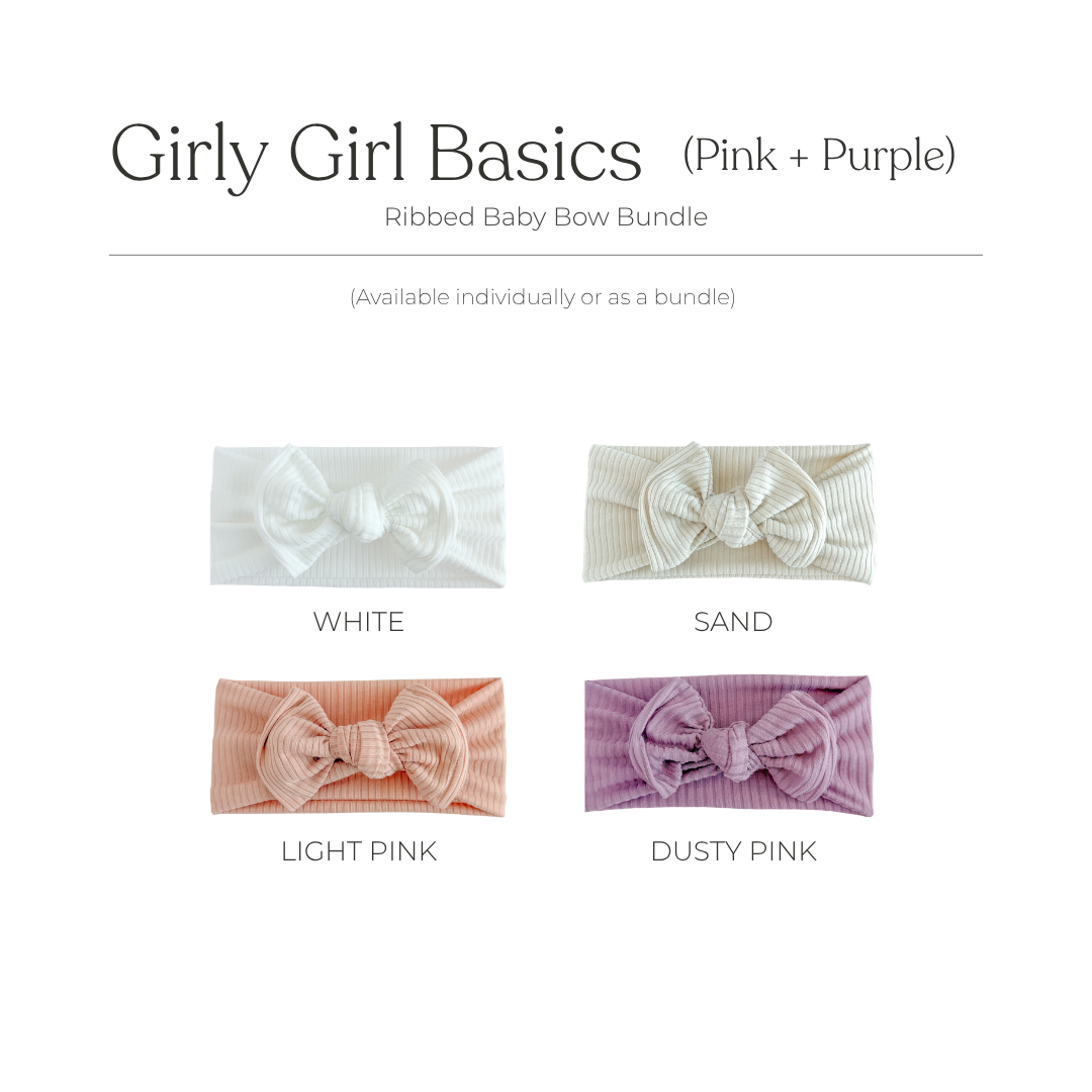 Girly Girl Essentials (Pink + Purple) | Ribbed Baby Bow Bundle