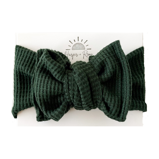 Green Brushed Waffle | Sweater Oversized Bow