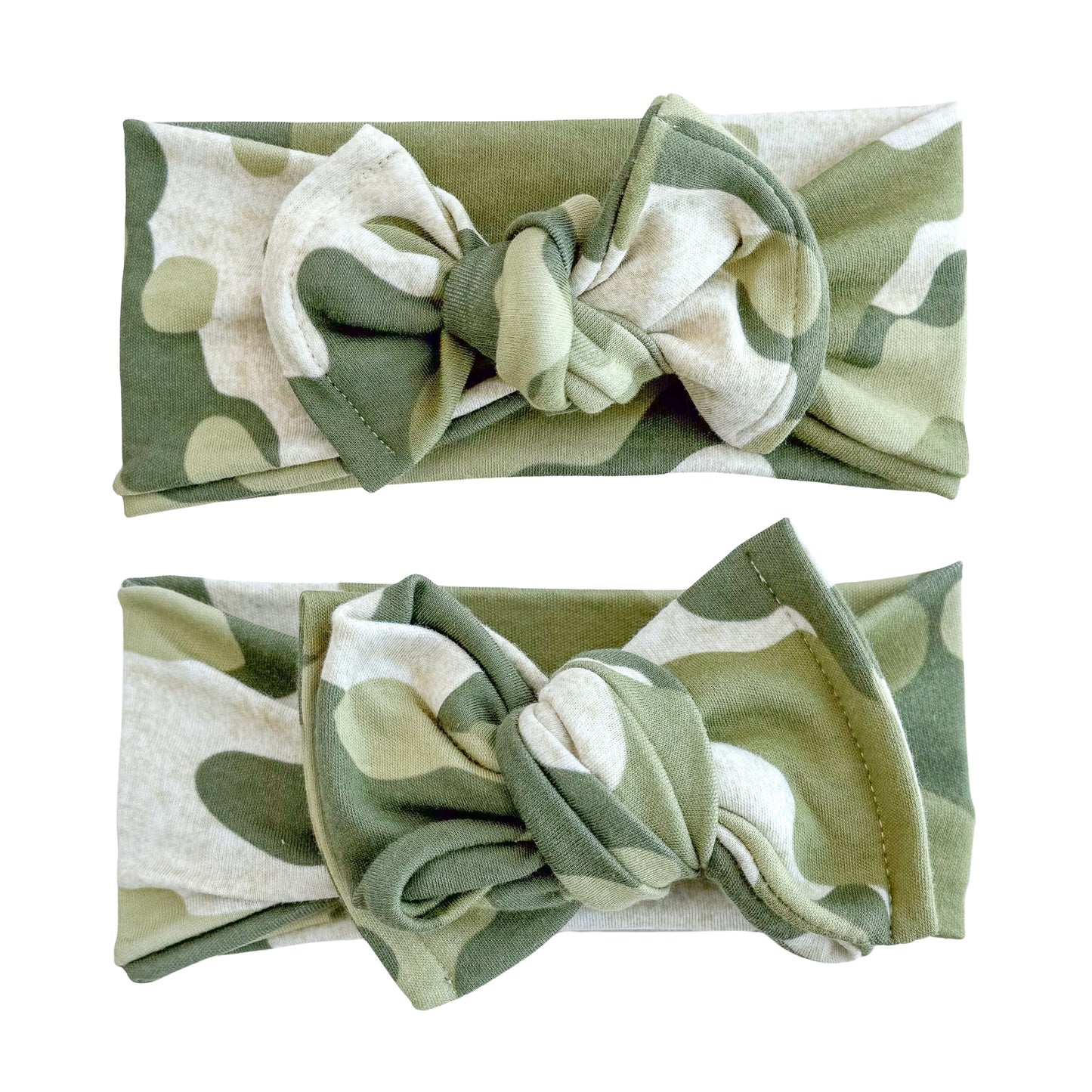 Green Camo Print Cotton Jersey Baby Headband