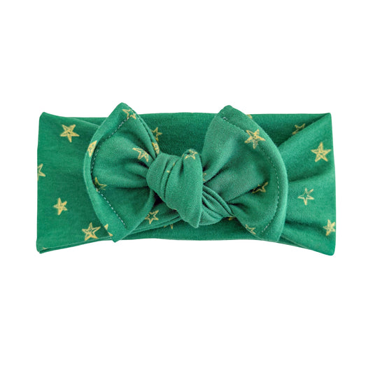 Holiday Stars | Green + Gold Baby Headband