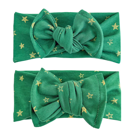 Holiday Stars | Green + Gold Baby Headband