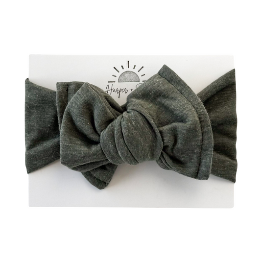 Lichen Green | Distressed Cotton Oversized Bow