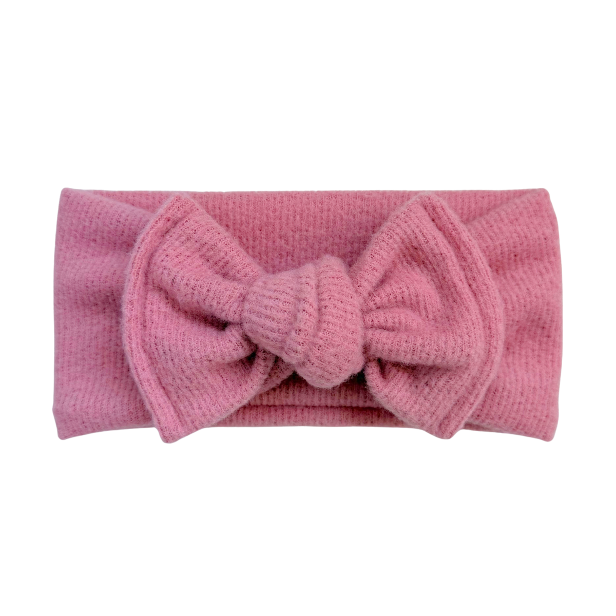 Dusty Rose Fuzzy Ribbed Top Knot