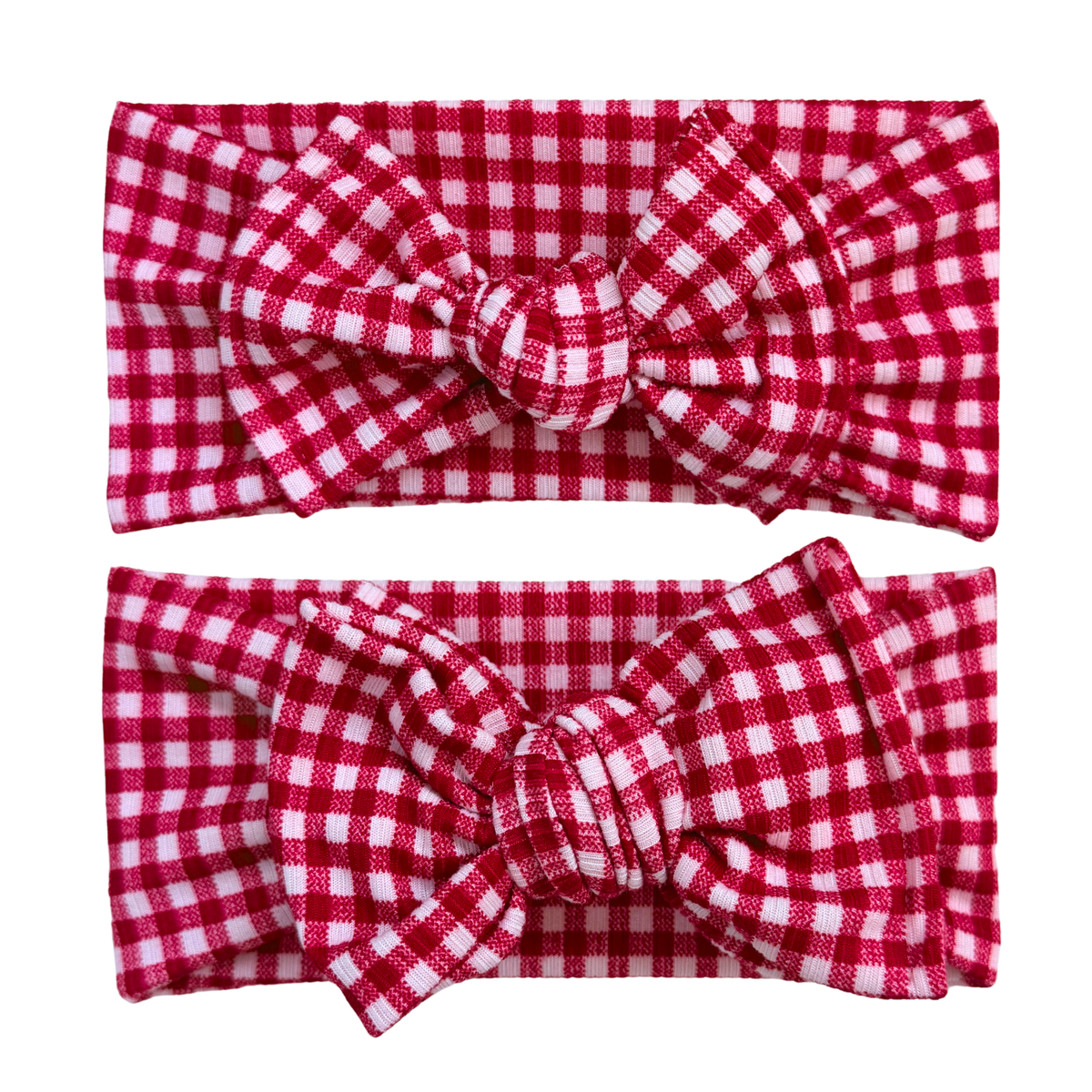 Gingham Ribbed Baby Headband (Red)