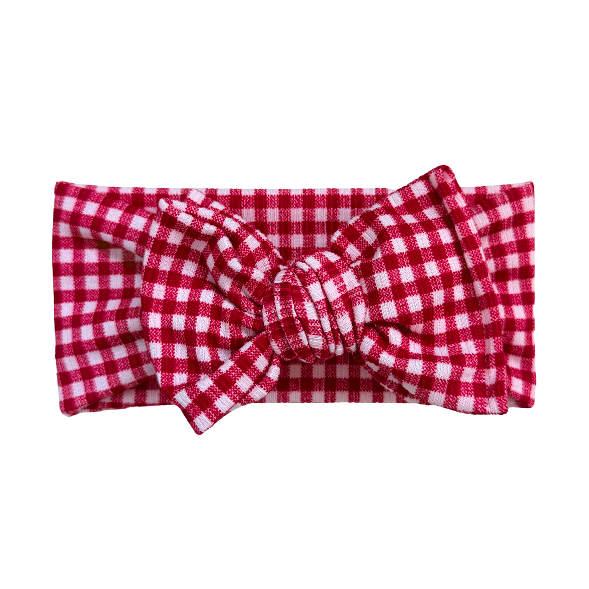Gingham Ribbed Baby Headband (Red)