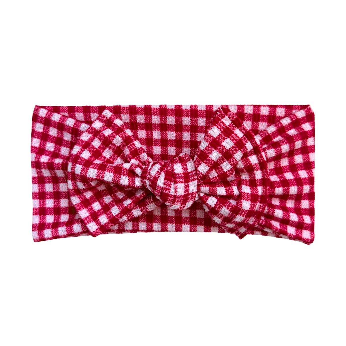 Gingham Ribbed Baby Headband (Red)