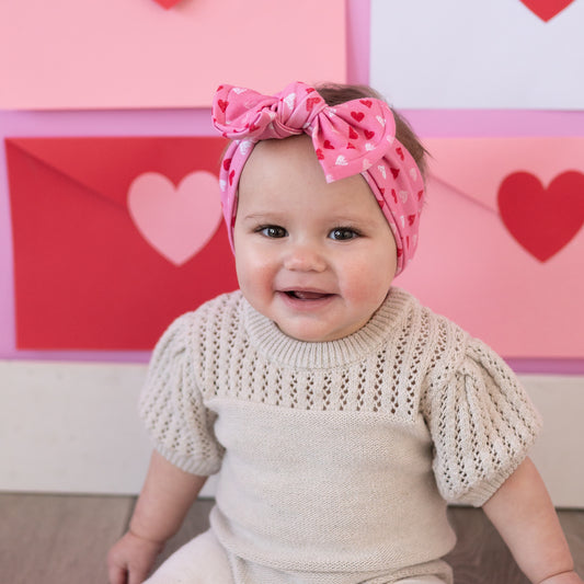 Sweetheart Pink Hearts | Pink + White Valentine's Day Baby Headband