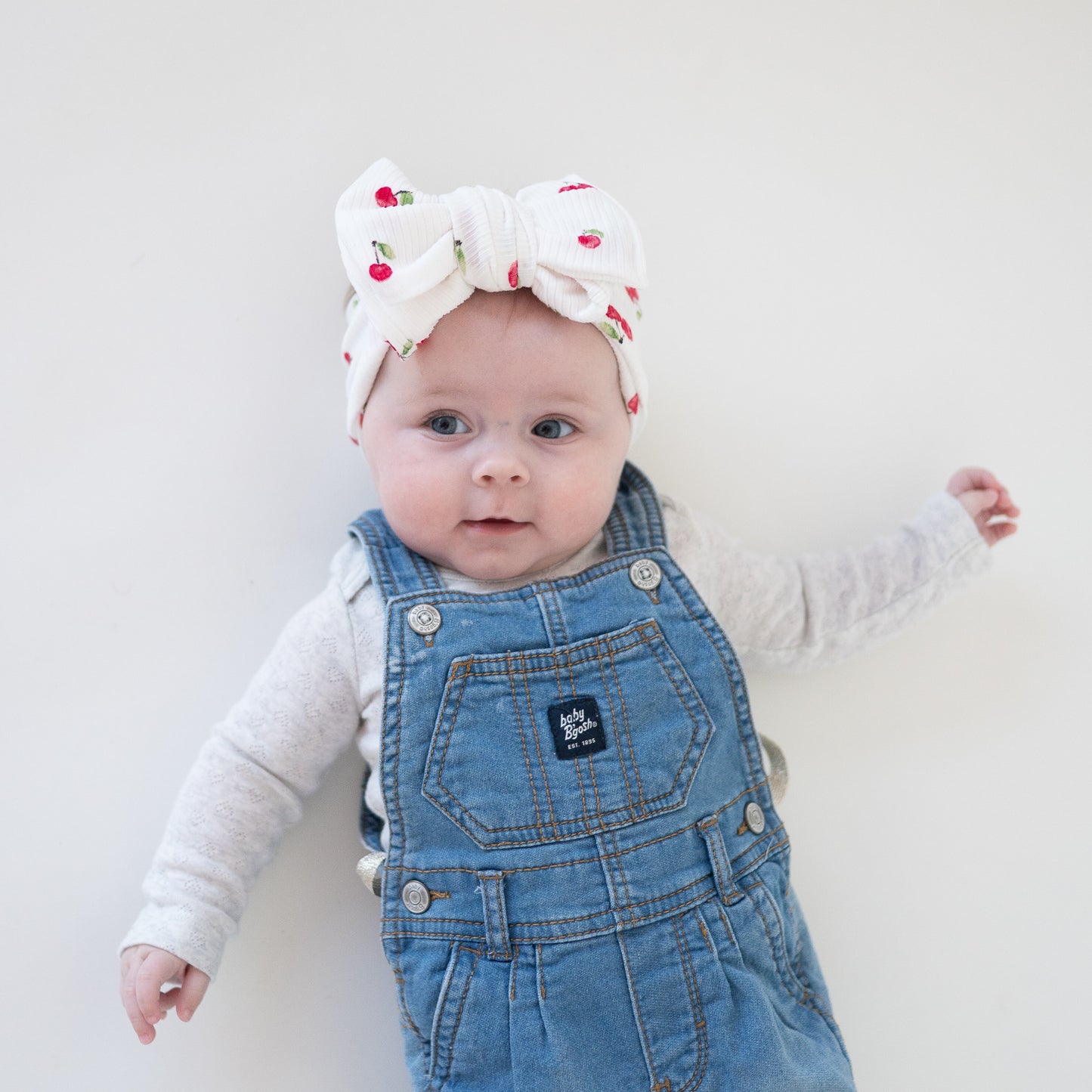 Cherries Print Ribbed Baby Headband (White + Red)
