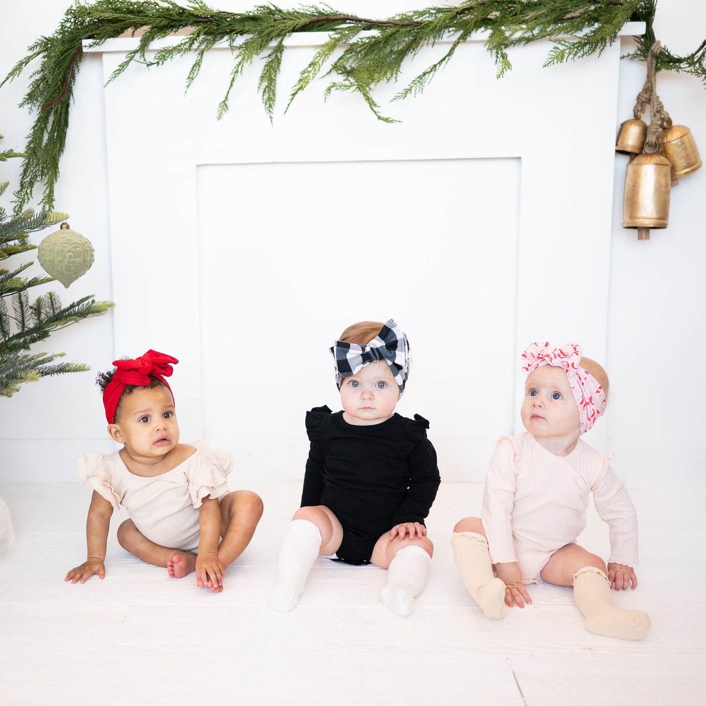 Buffalo Plaid Cotton Jersey Headband (Black & White)