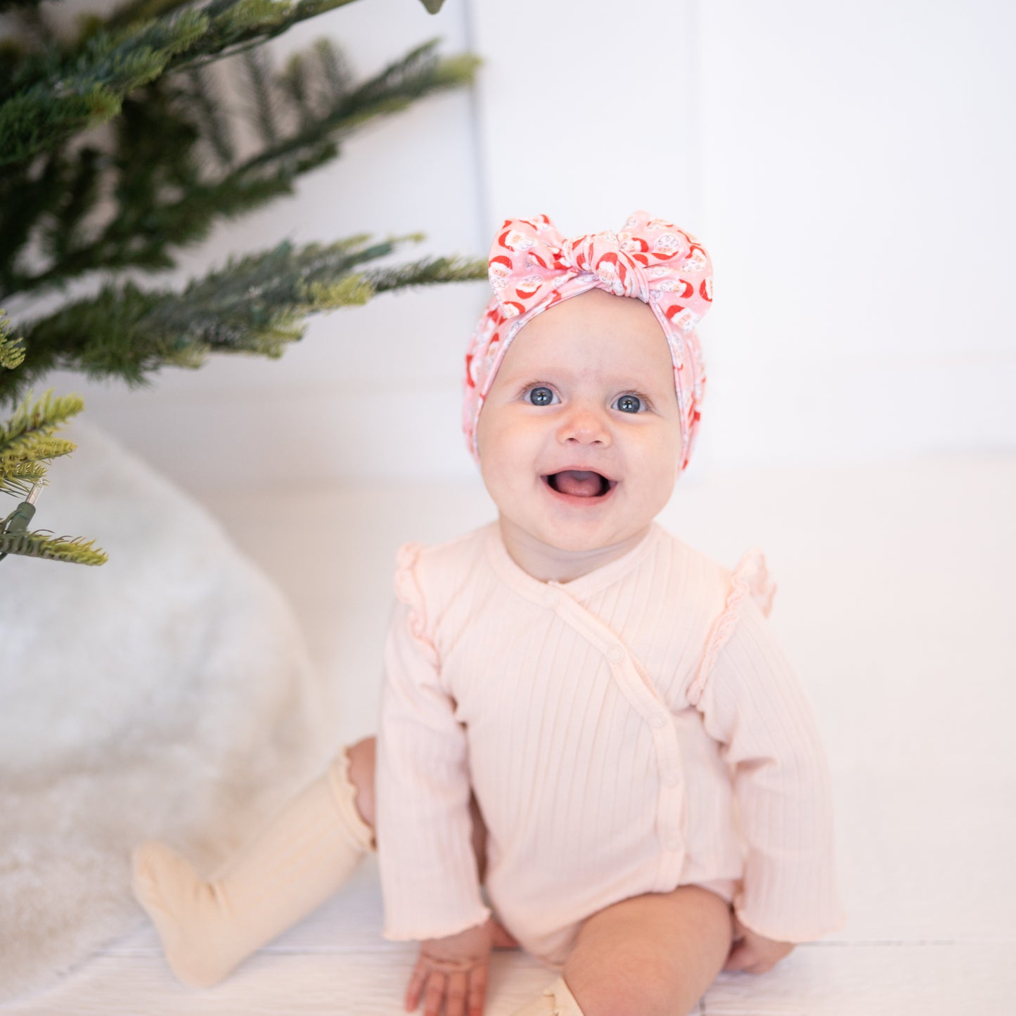Jolly 🎅🏻 Santa | Light Pink Holiday Baby Headband