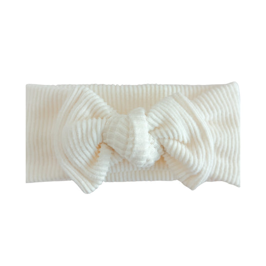 Ivory Brushed Ribbed Chunky Sweater Baby Top Knot
