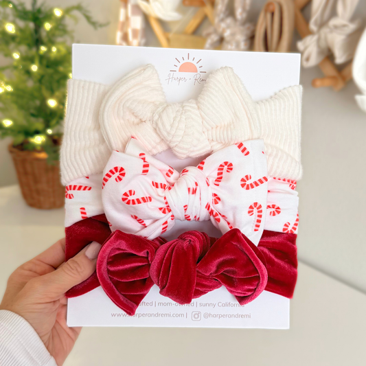 Candy Cane Lane | Holiday Baby Bow Bundle (Festive Statement Set)