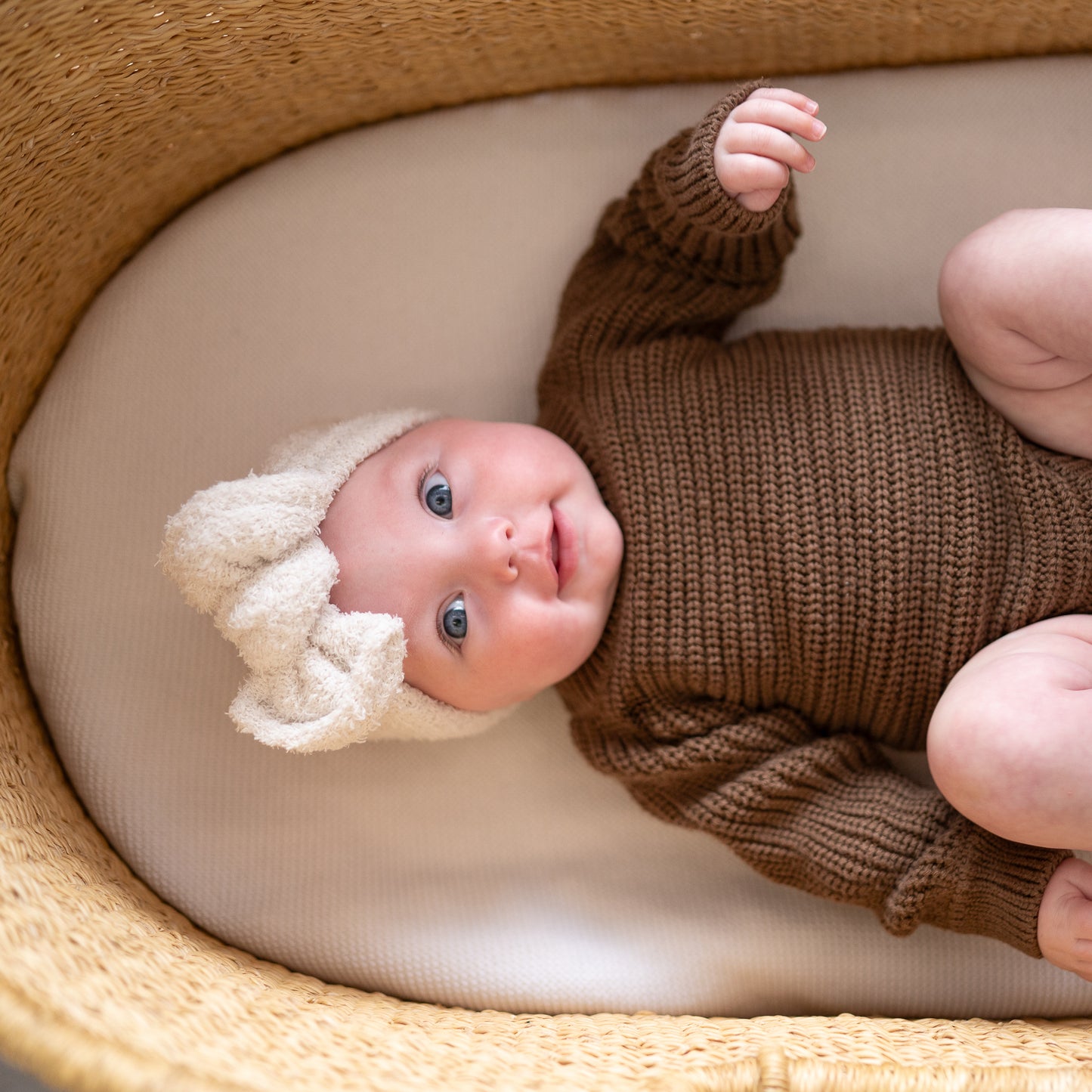 Ivory Teddy Bear Baby Top Knot