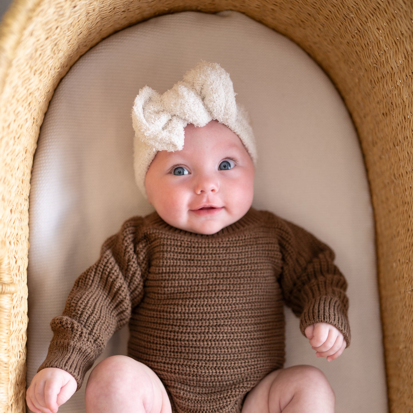Ivory Teddy Bear Baby Top Knot
