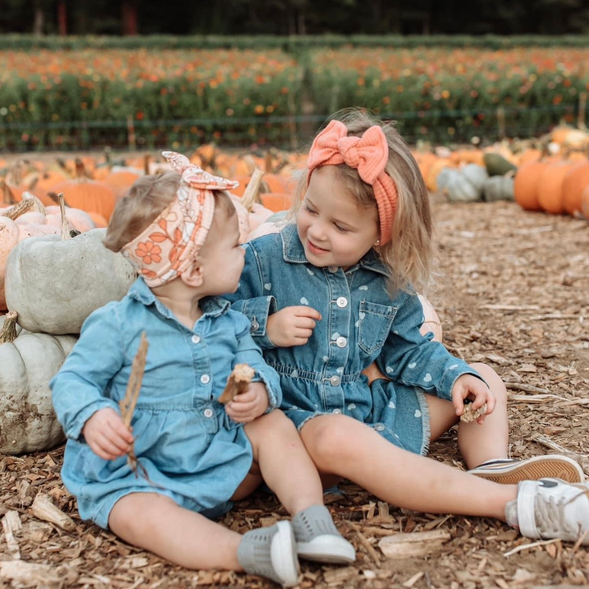 Coral Large Floral Ribbed Baby Headband