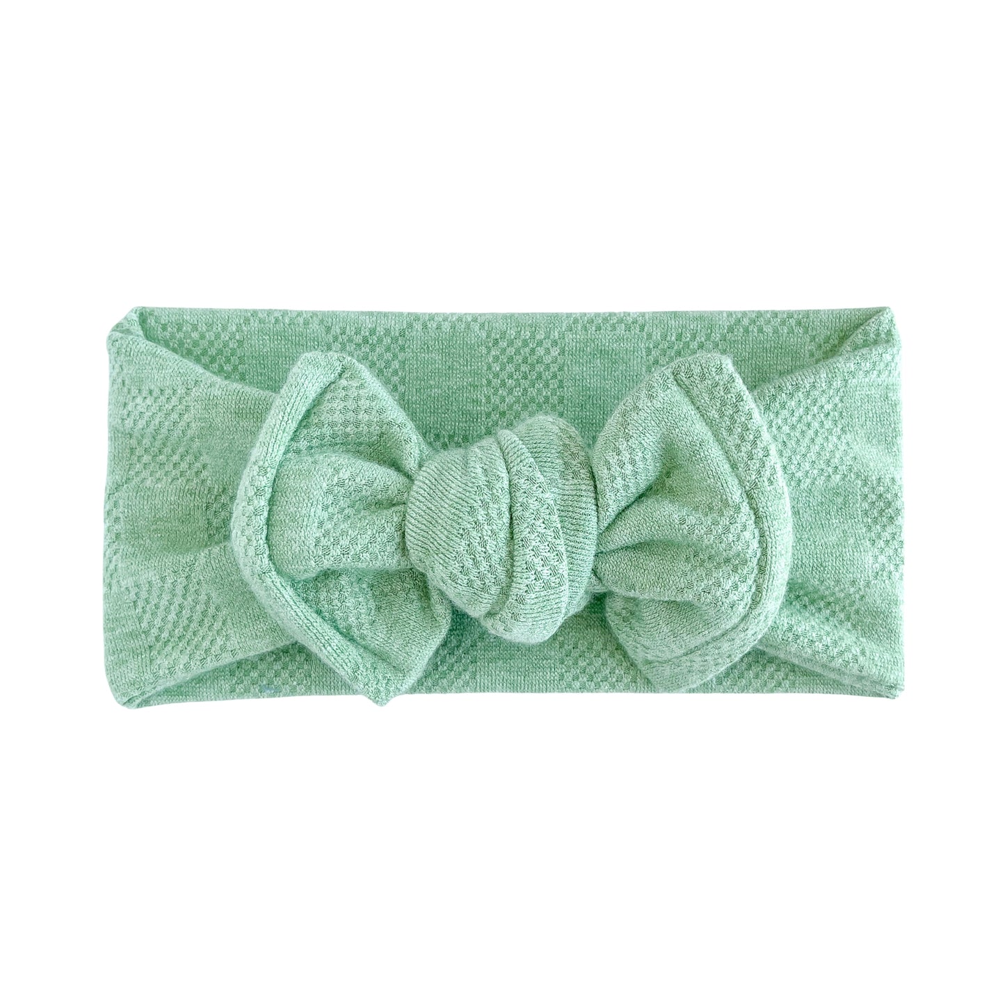 Light Green Checkered Chunky Sweater Baby Headband