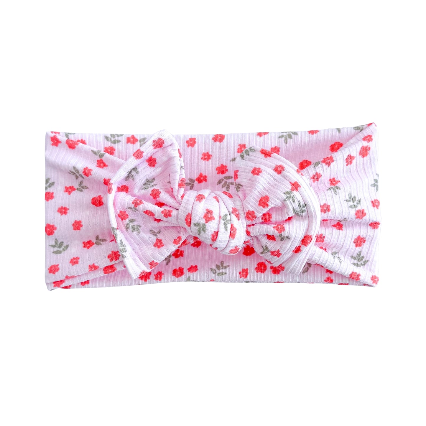 Light Pink Floral Ribbed Baby Headband
