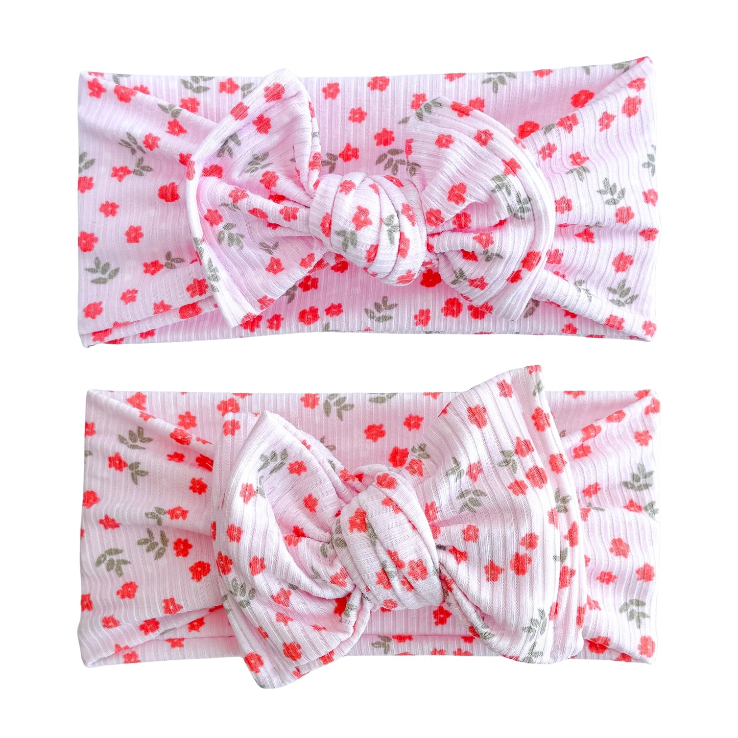 Light Pink Floral Ribbed Baby Headband