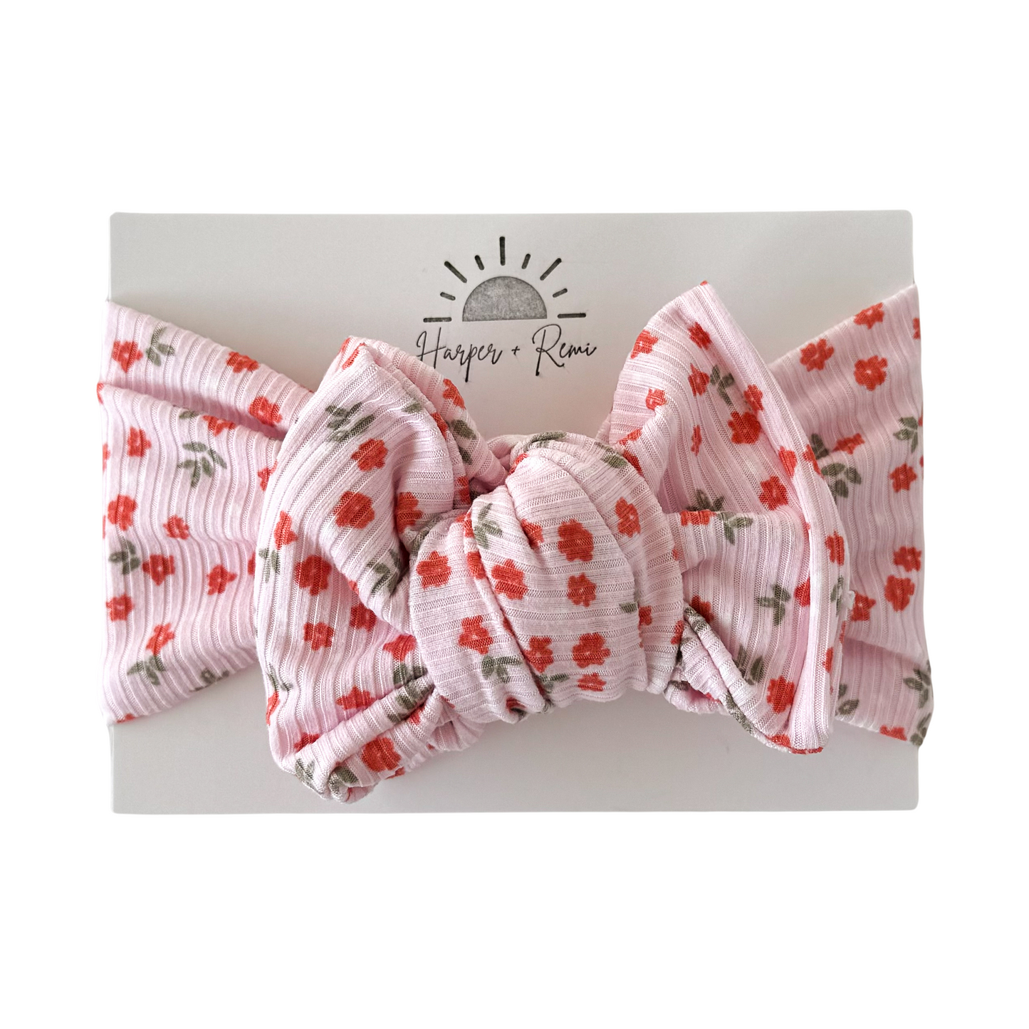 Light Pink Floral | Ribbed Oversized Bow