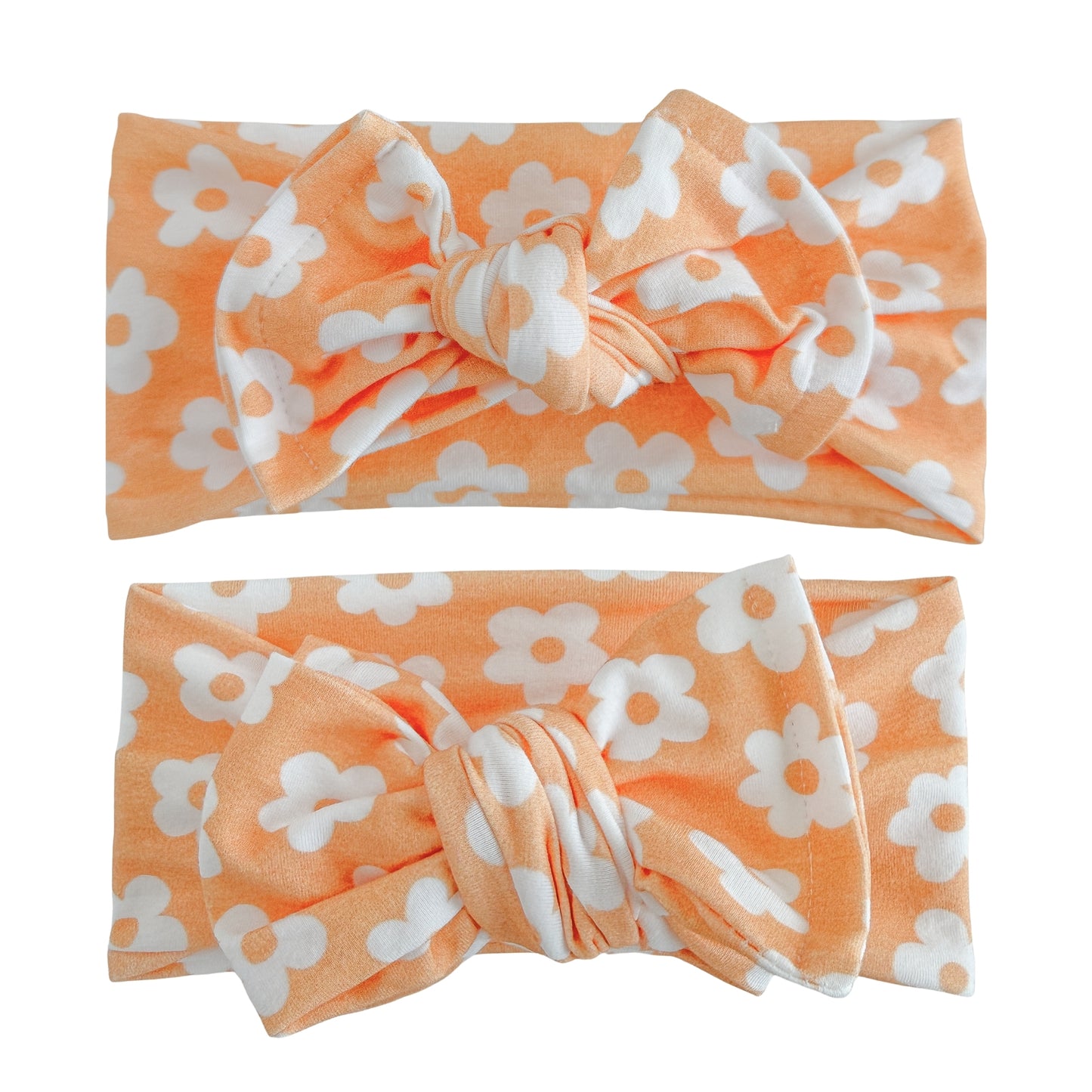 Melon Retro Daisy Print Cotton Jersey Baby Headband