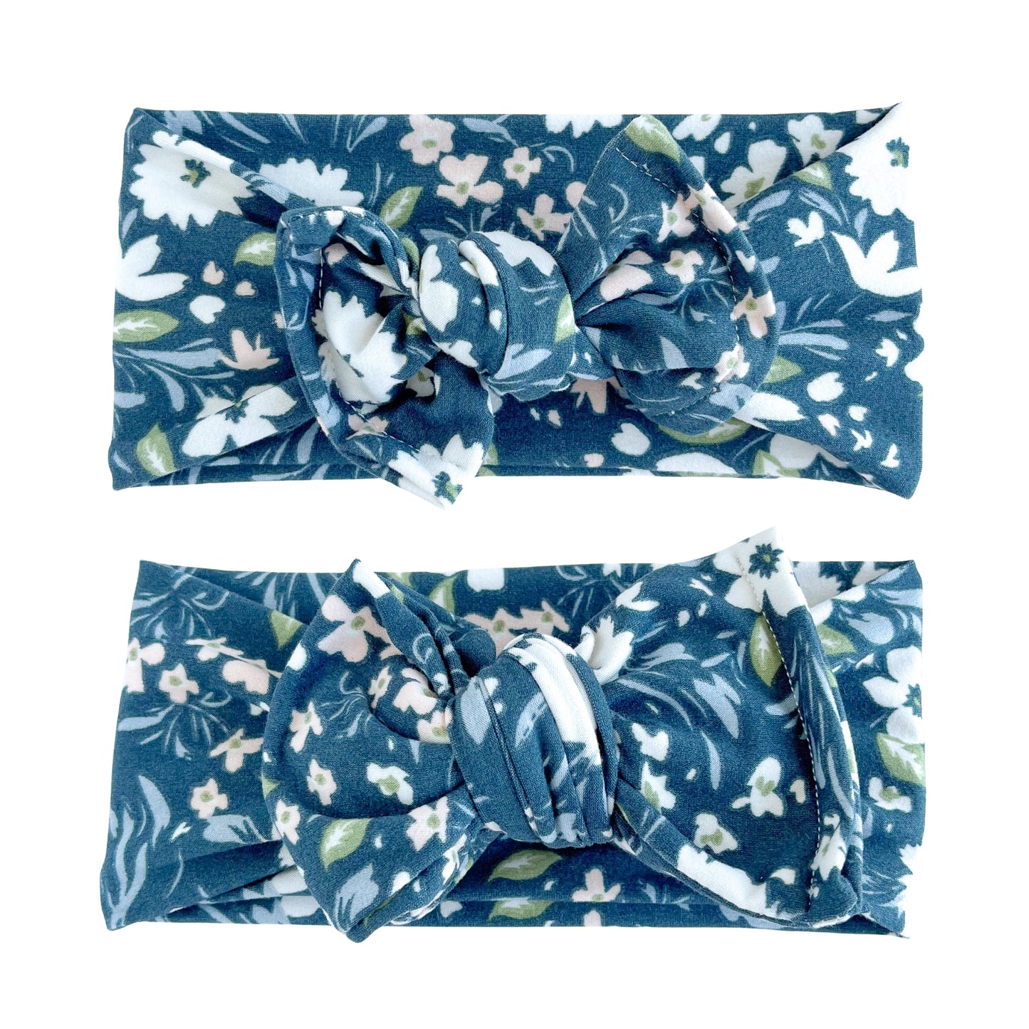 Navy Blue Floral Brushed Baby Headband