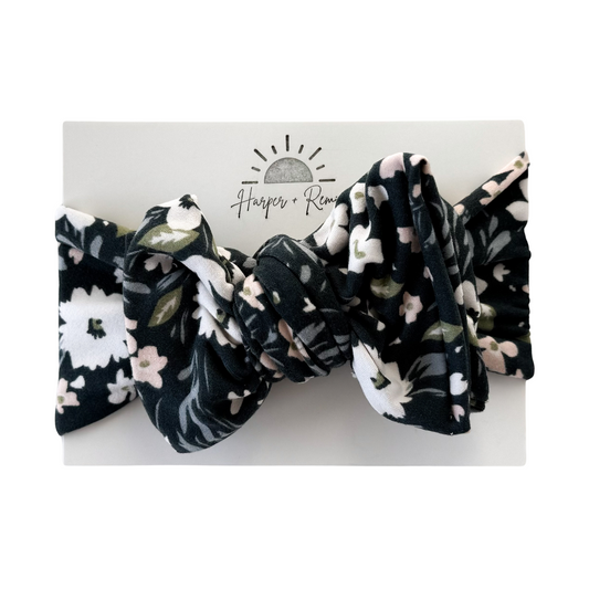 Navy Floral | Brushed Oversized Bow