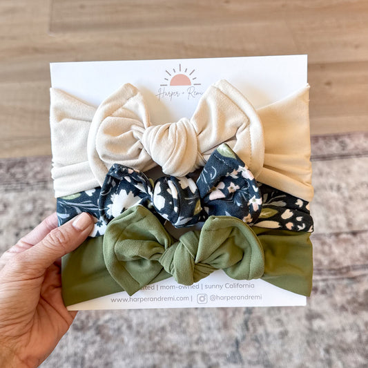 Navy Bloom | Fall Baby Bow Bundle