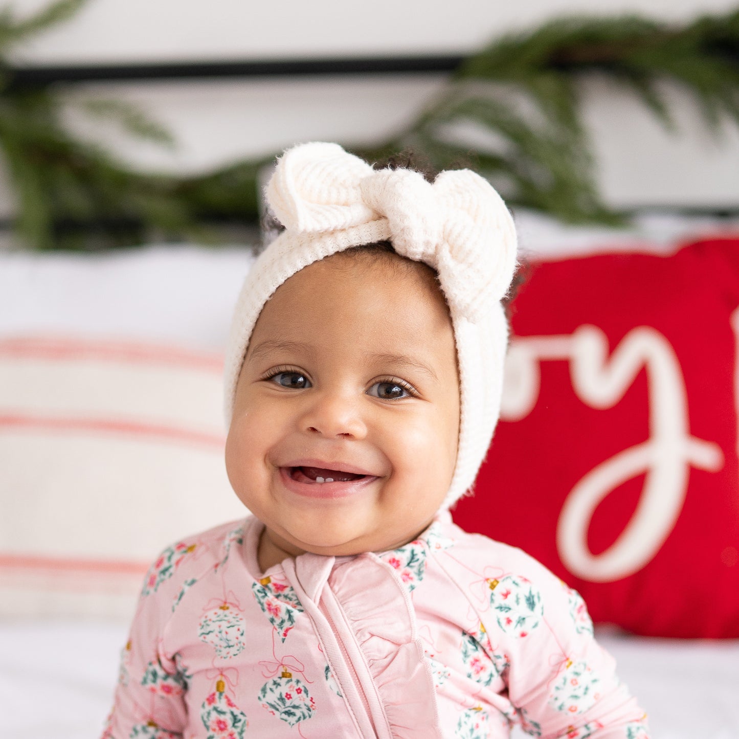 Cream Brushed Waffle Sweater Baby Headband