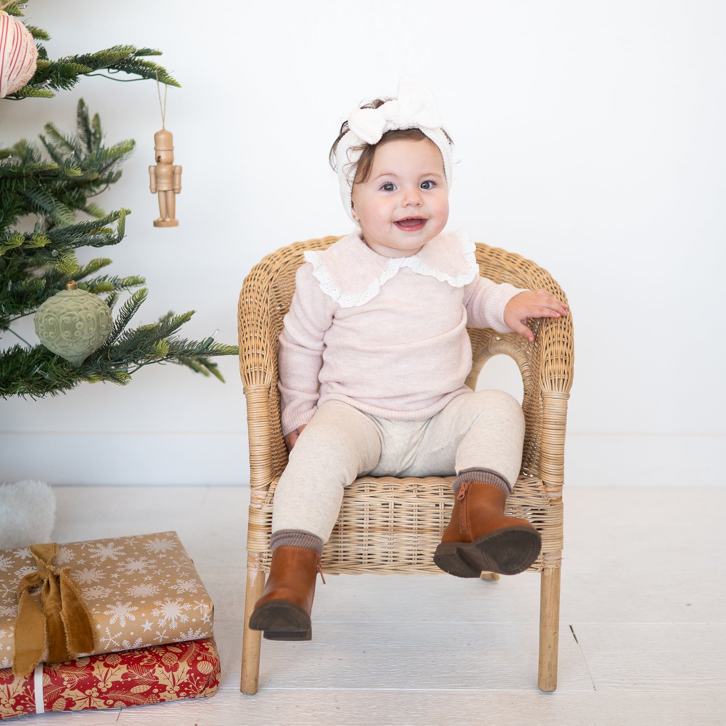 Ivory Brushed Ribbed Chunky Sweater Baby Top Knot