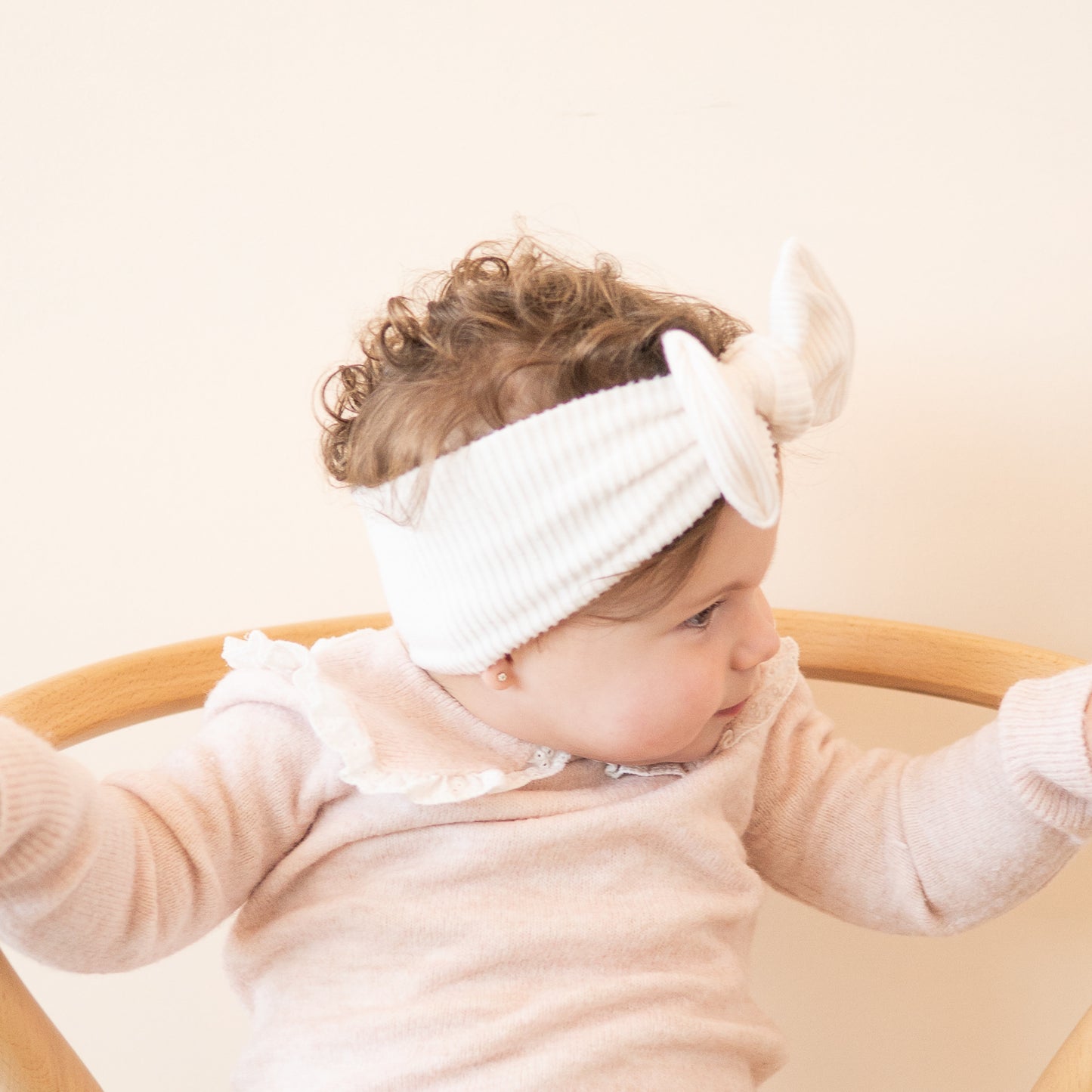 Ivory Brushed Ribbed Chunky Sweater Baby Top Knot