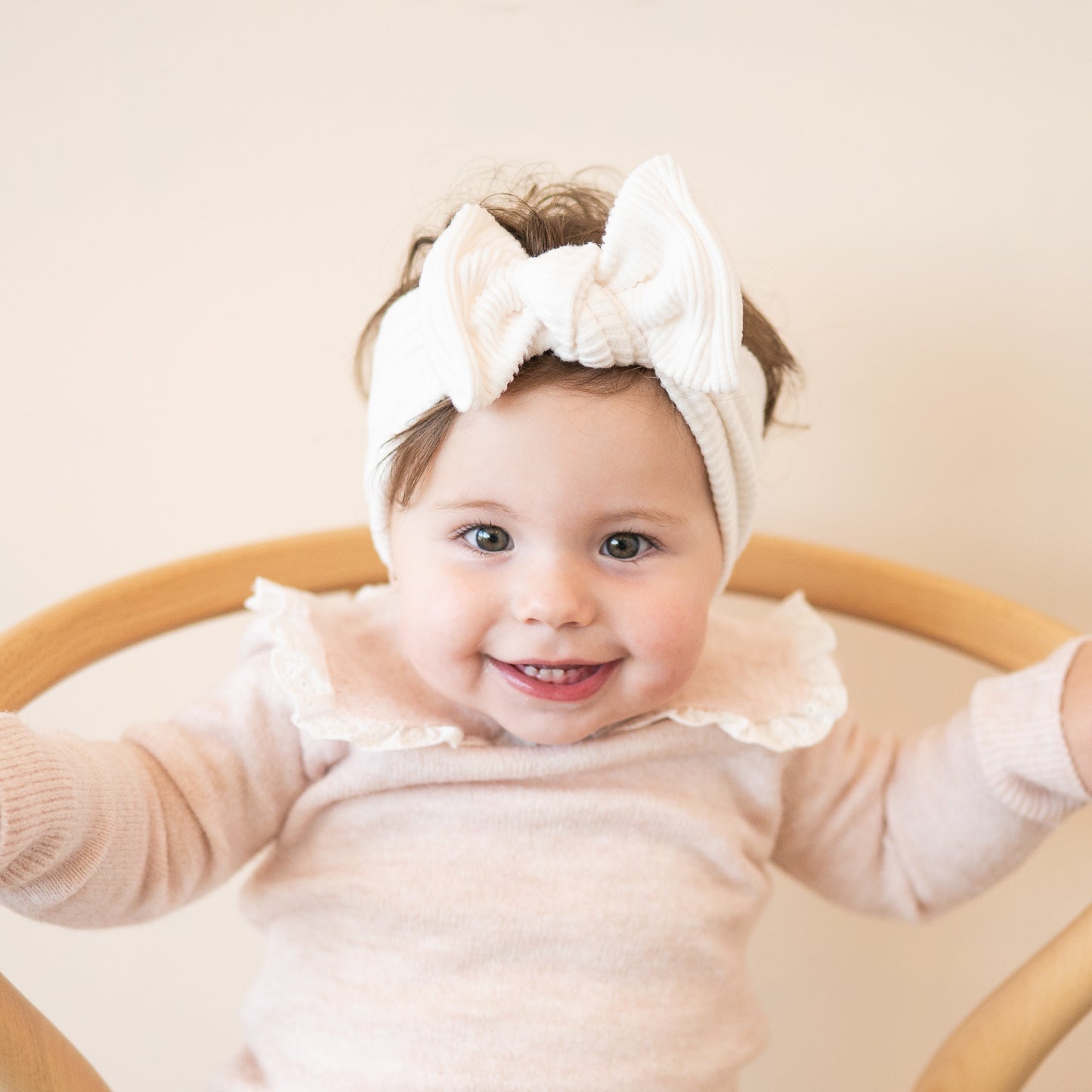 Ivory Brushed Ribbed Chunky Sweater Baby Top Knot