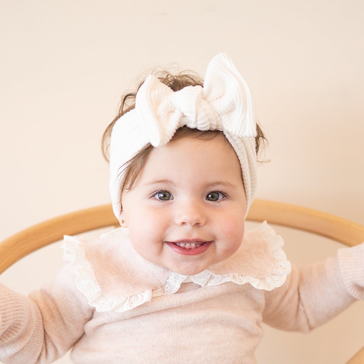 Ivory Brushed Ribbed Chunky Sweater Baby Top Knot