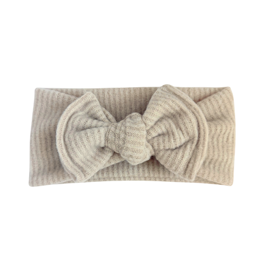 Sand Fuzzy Ribbed Top Knot