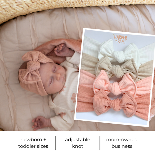 Everyday Essentials (Neutral + Pink) | Ribbed Baby Bow Bundle