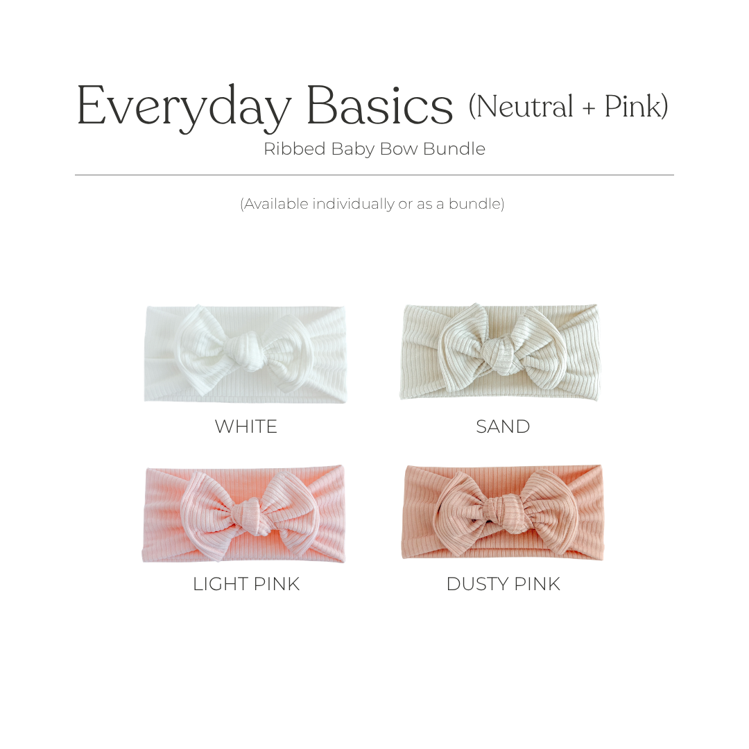 Everyday Essentials (Neutral + Pink) | Ribbed Baby Bow Bundle