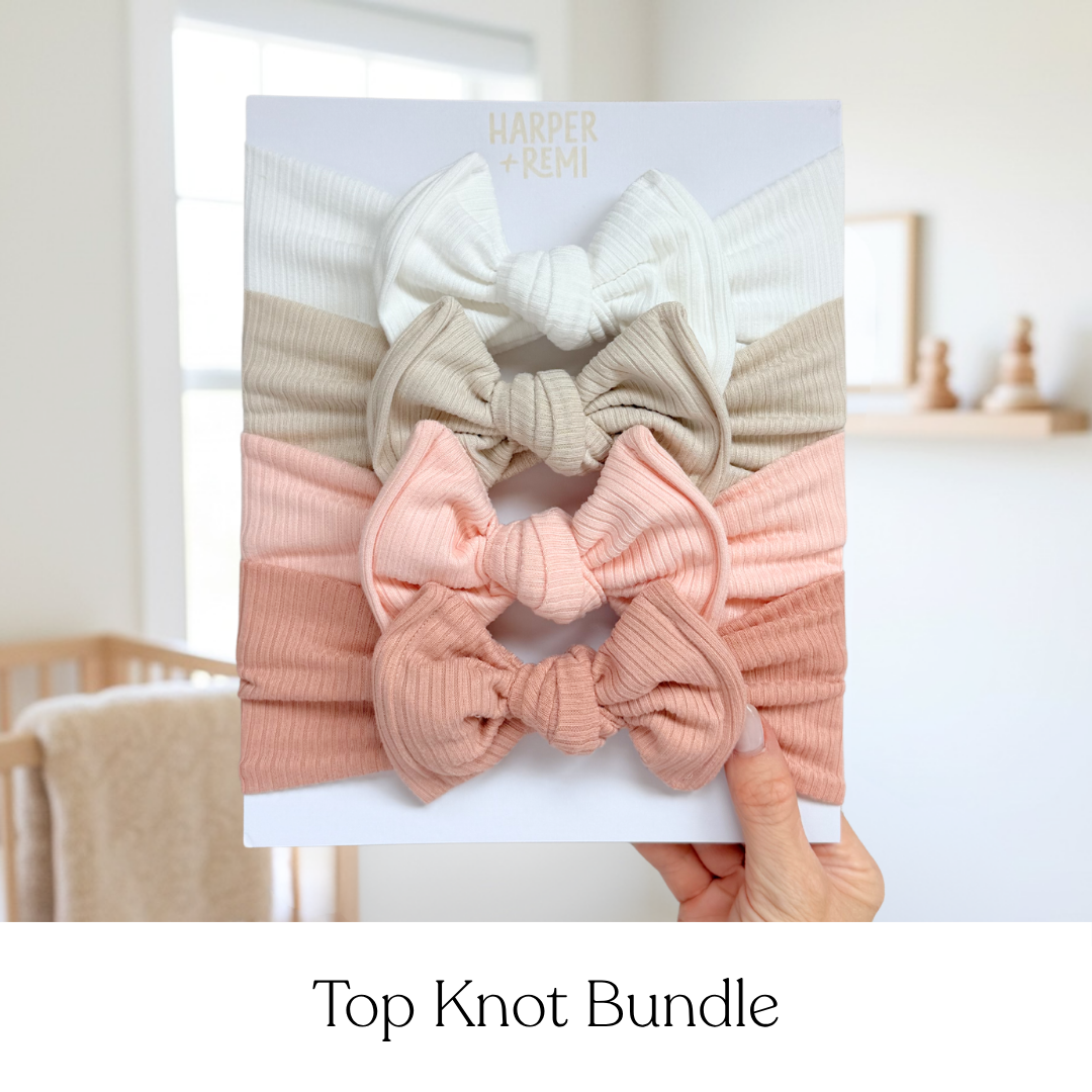 Everyday Essentials (Neutral + Pink) | Ribbed Baby Bow Bundle