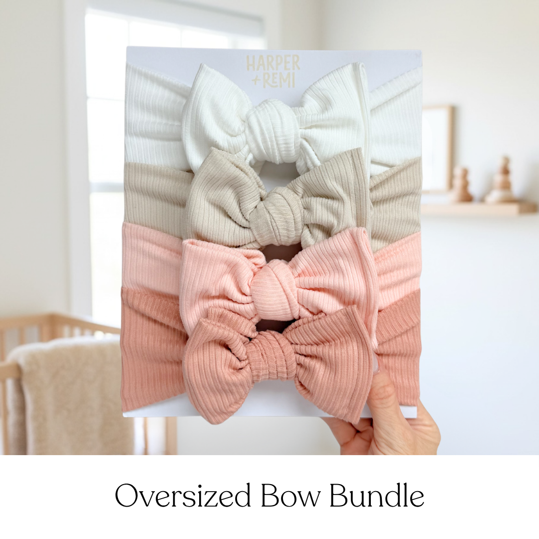 Everyday Essentials (Neutral + Pink) | Ribbed Baby Bow Bundle