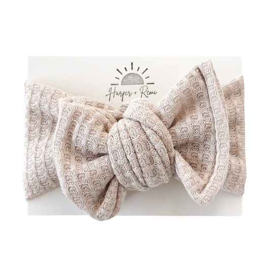 Oatmeal | Honeycomb Waffle Oversized Bow