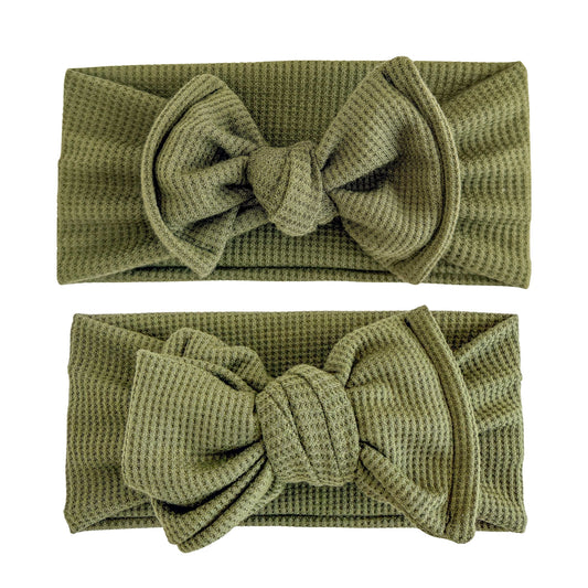Olive Green Waffle Baby Headband