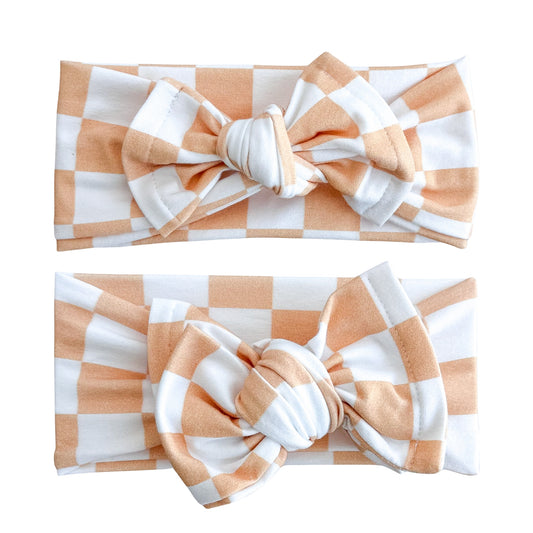 Orange Sherbert Checker Print Cotton Jersey Baby Headband