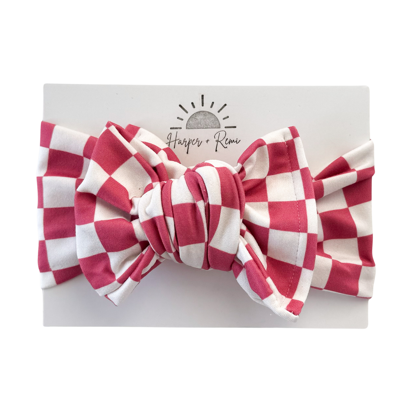 Pink Checkers | Jersey Oversized Bow